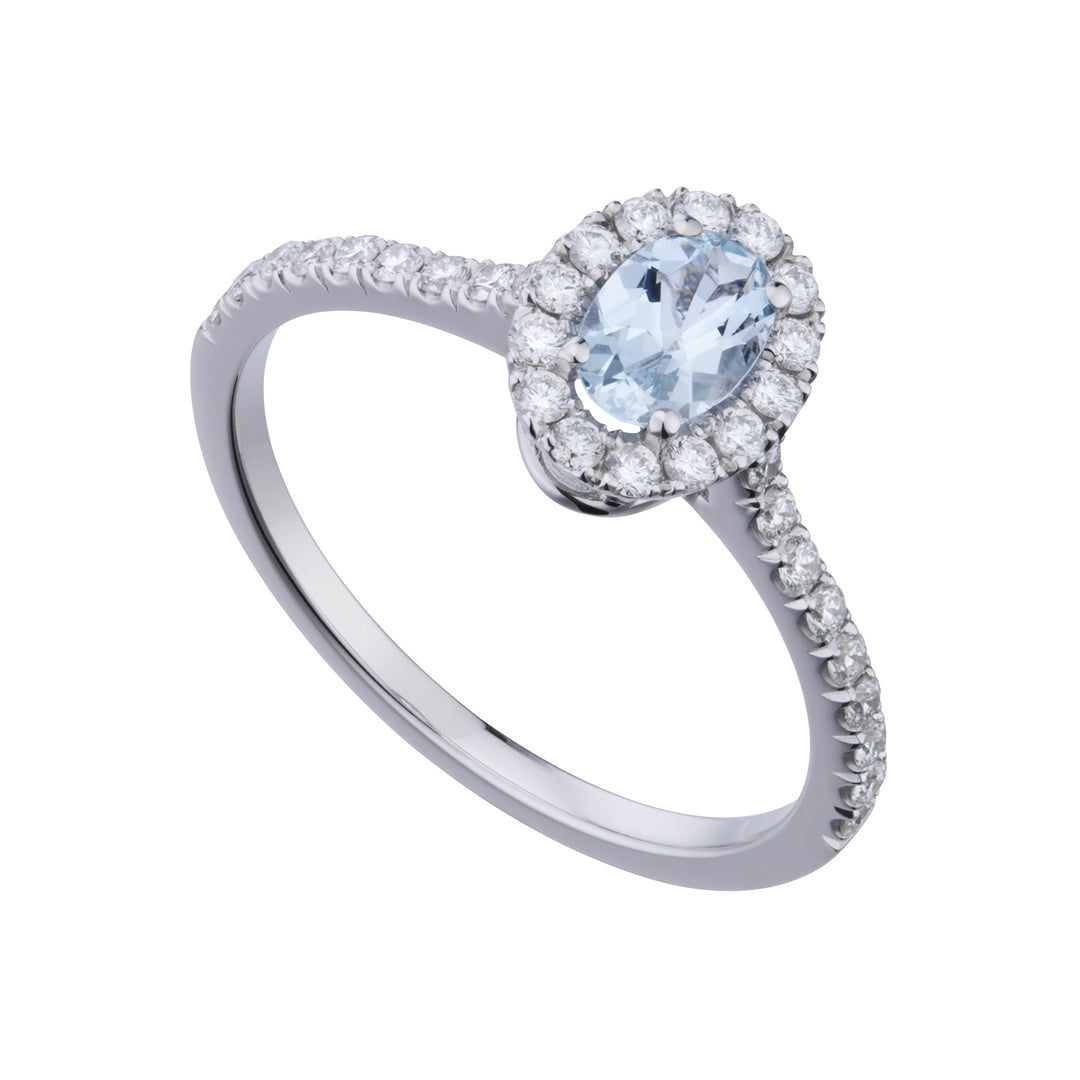 Bague aigue-marine ovale World Diamond Group 7x5 et diamants ACLC070DIAQ3-23165110018