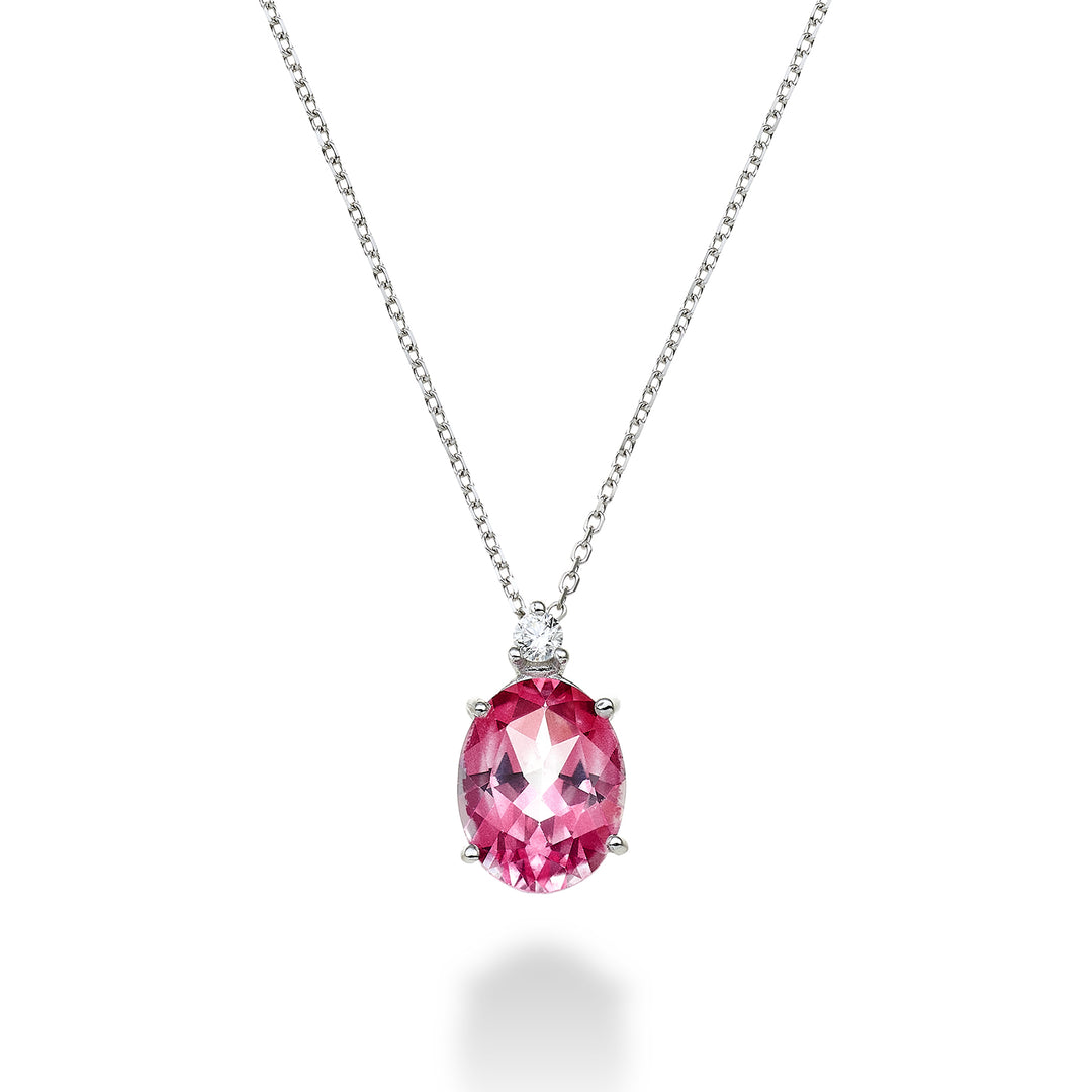 Nihama cl 18k oval pink topaz 7x9 ct.2,10 diam. ct.0,04 ND5110O4TPPK