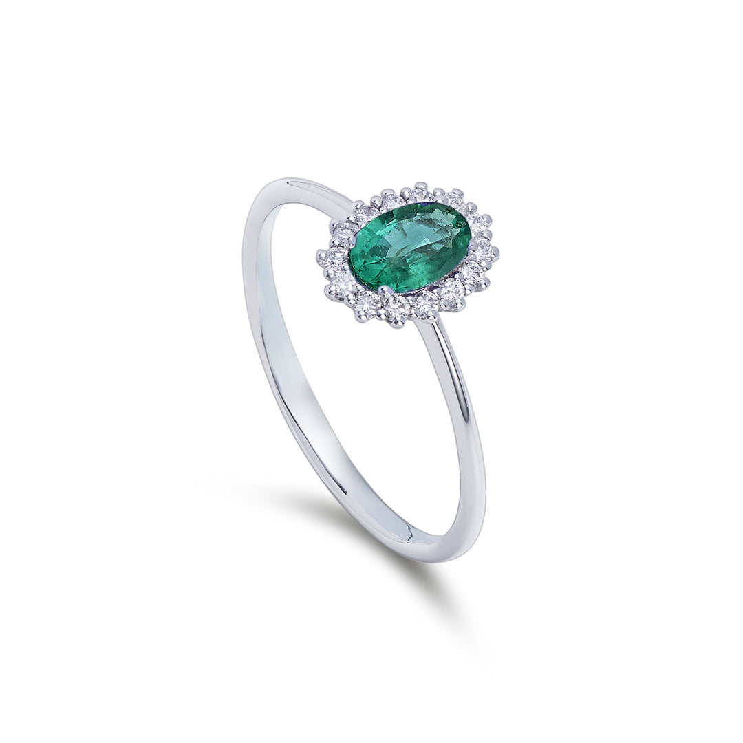 Mikiko una esmeralda de 18k n. ovalado 6x4 ct.0,30 diam. ct.0.13 MA5141O4SMN