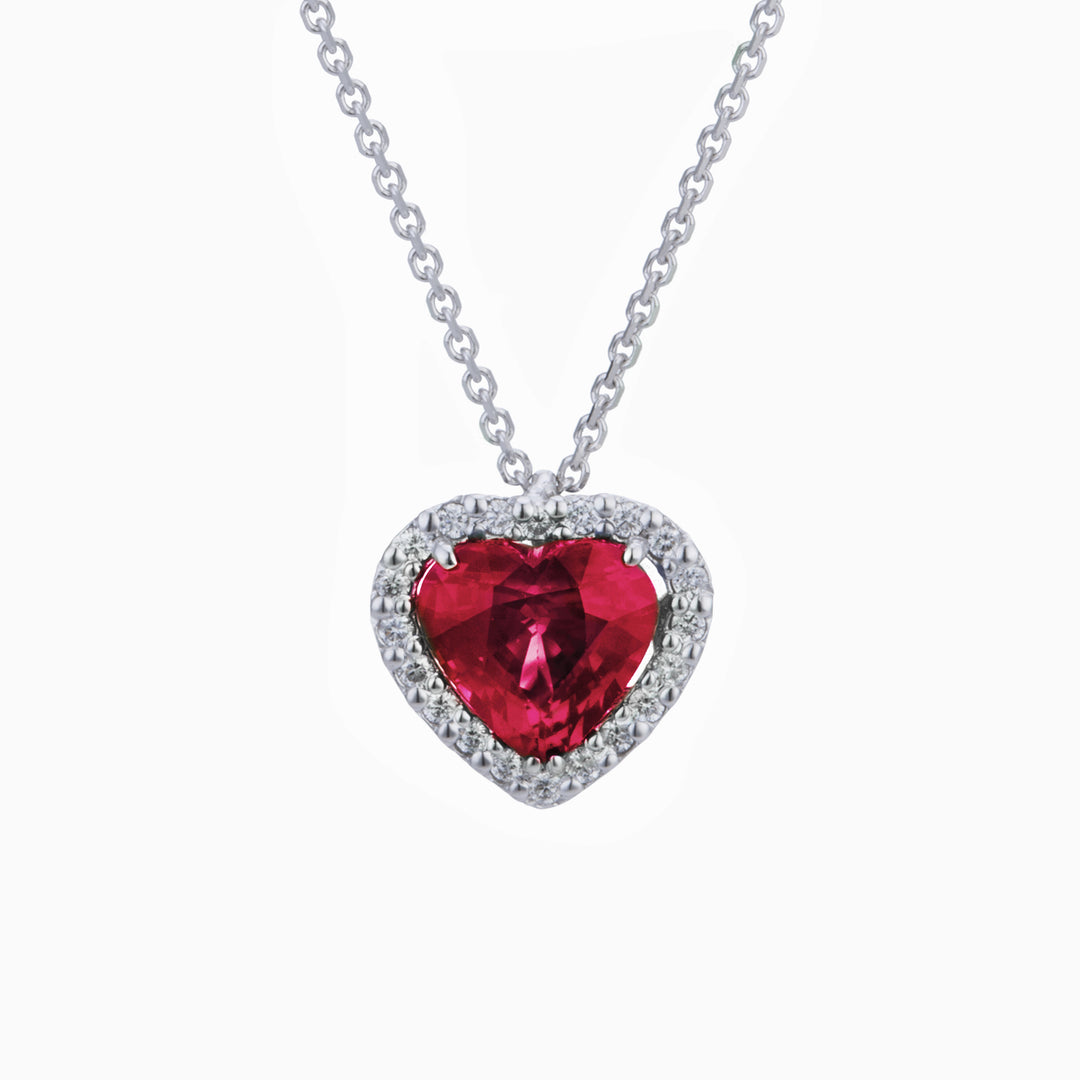Golay collana rubino cuore 4x4 con controno di diamanti PCT003DIRU1B-24346110061
