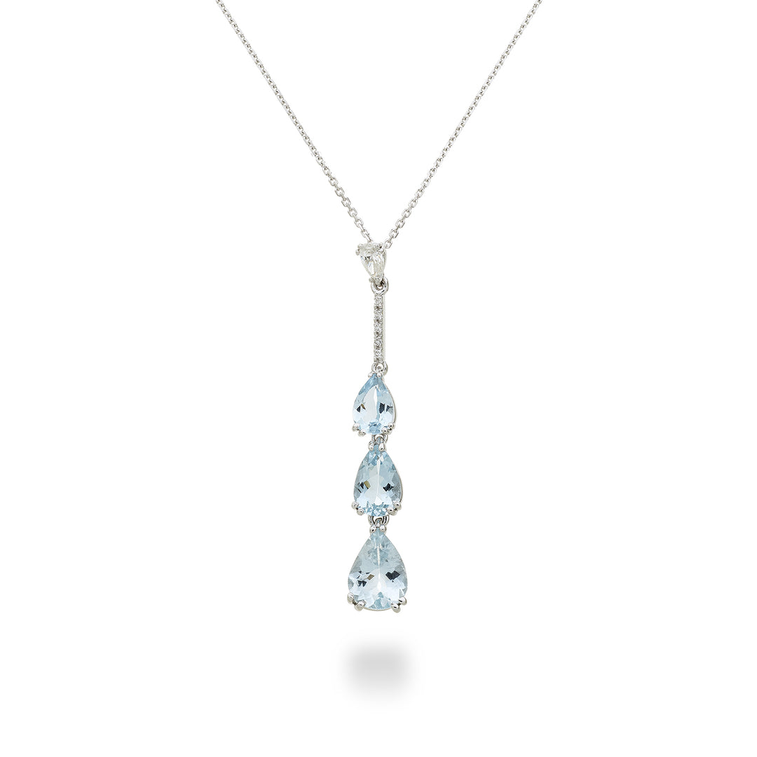 Collar Golay colgante aguamarina gota escalares y barras PCL196DAQP68-23193110026