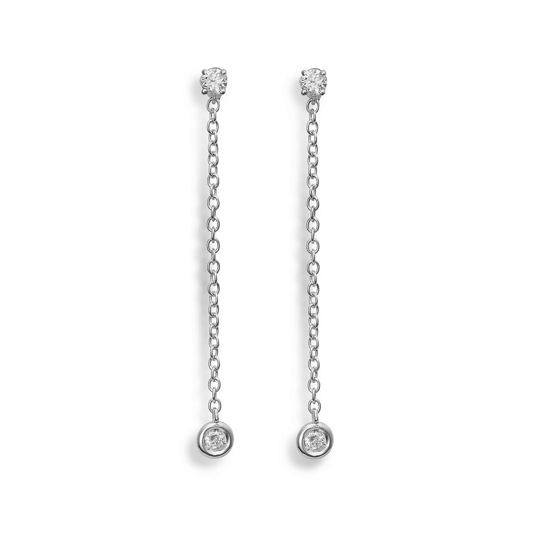 World Diamond Group or 18k ct.0,16 castone tondo catena cm.3 bianco GO5071O4BR016