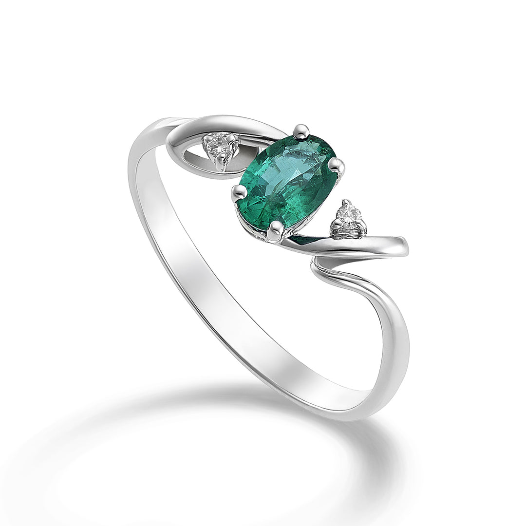 Mikiko una esmeralda ovalada de 18k 6x4 ct.0,30 diam. ct.0.02 MA5057O4BE