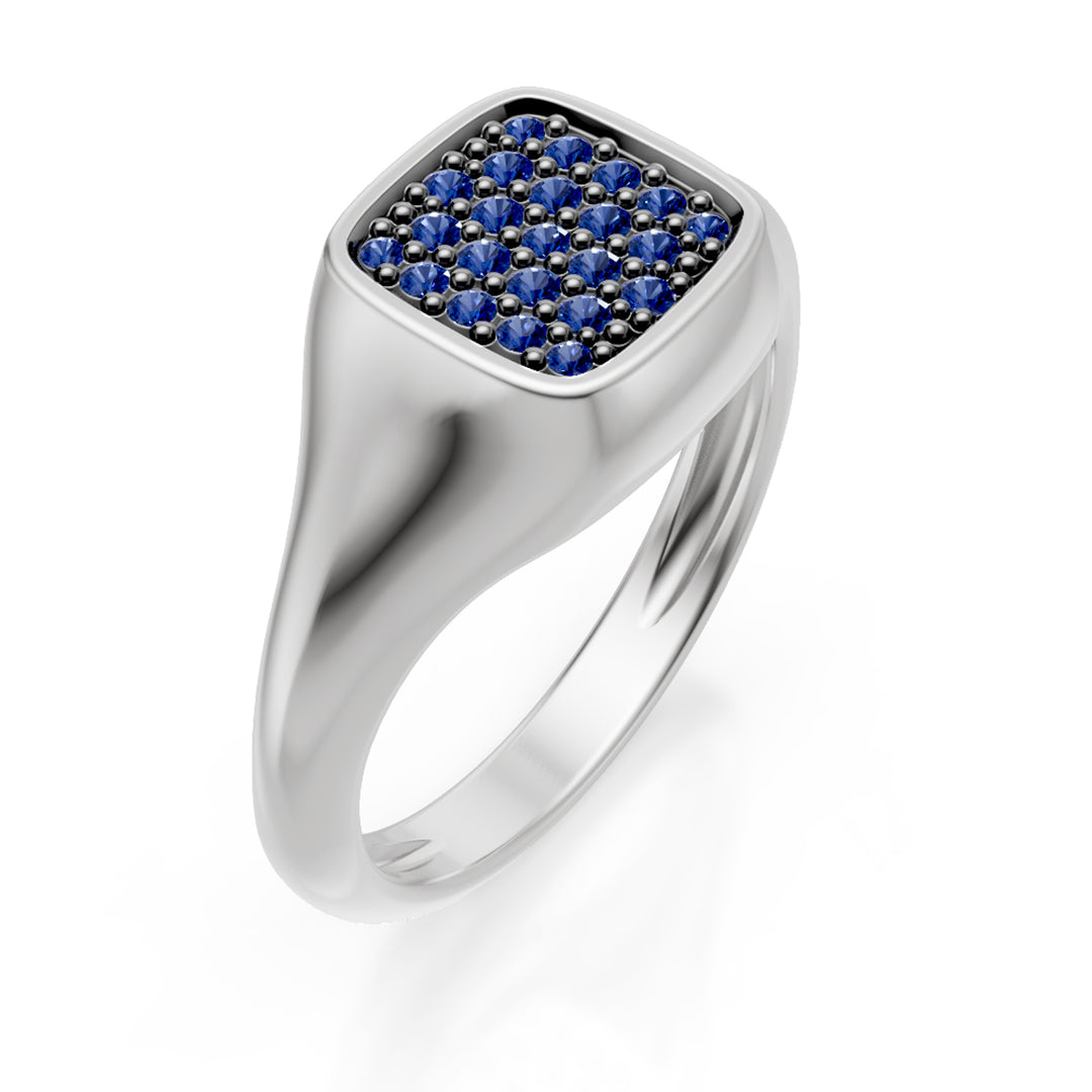 Bague rose carrée World Diamond Group taille 10, saphirs en or blanc ACH003ZBB