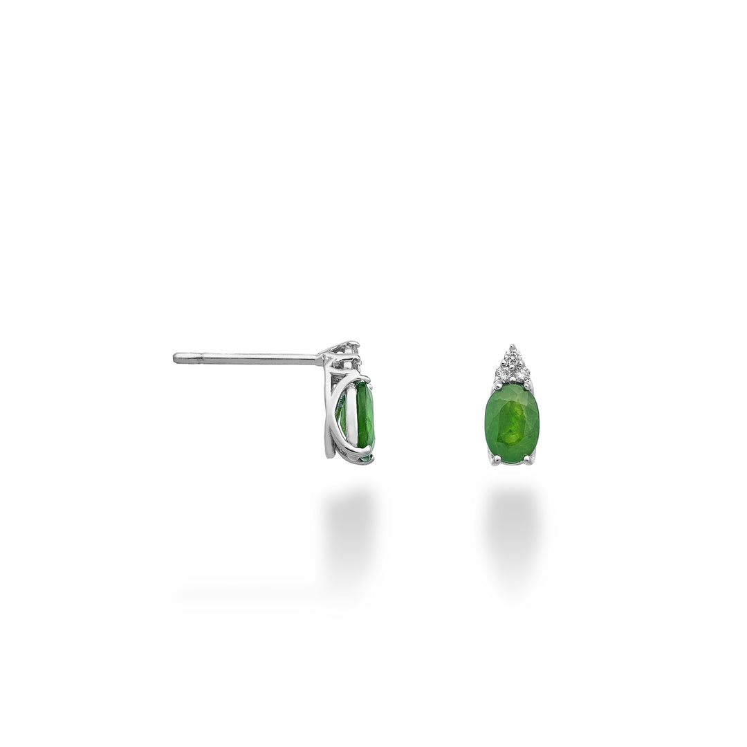 Nihama ou émeraude ovale 18 carats 6x4 et trois diamants NO5171O4BE