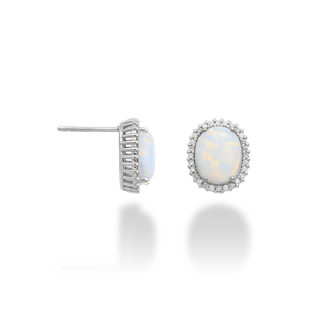 Nihama ou cabochon ovale opale 9 carats 10x8 avec diamants contour NO5175R4OP