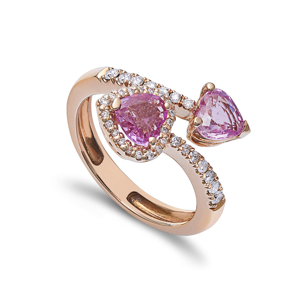 Golay ring with heart-shaped pink sapphires 6x6 and diam ACLC118DIZP-22046110023