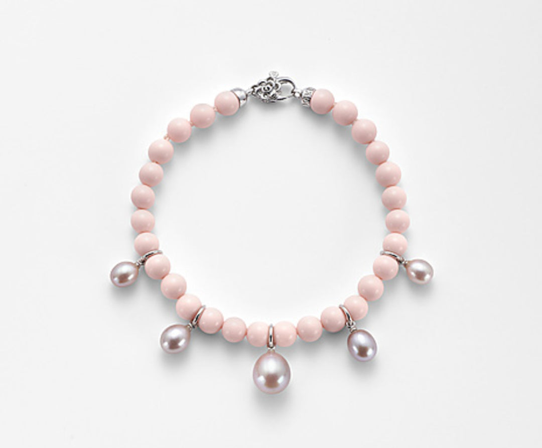 Mikiko br ag925 fw mu drop 5,5/6 6,5/7 8/8,5 pink coral agglomerate 6mm MB7372A4CORAL