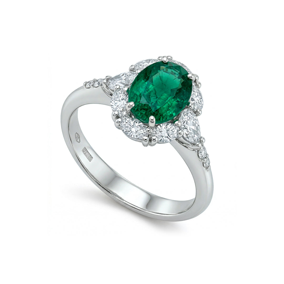 Golay 6x8 oval emerald ring with shuttle contour APU225DISM-17341110024