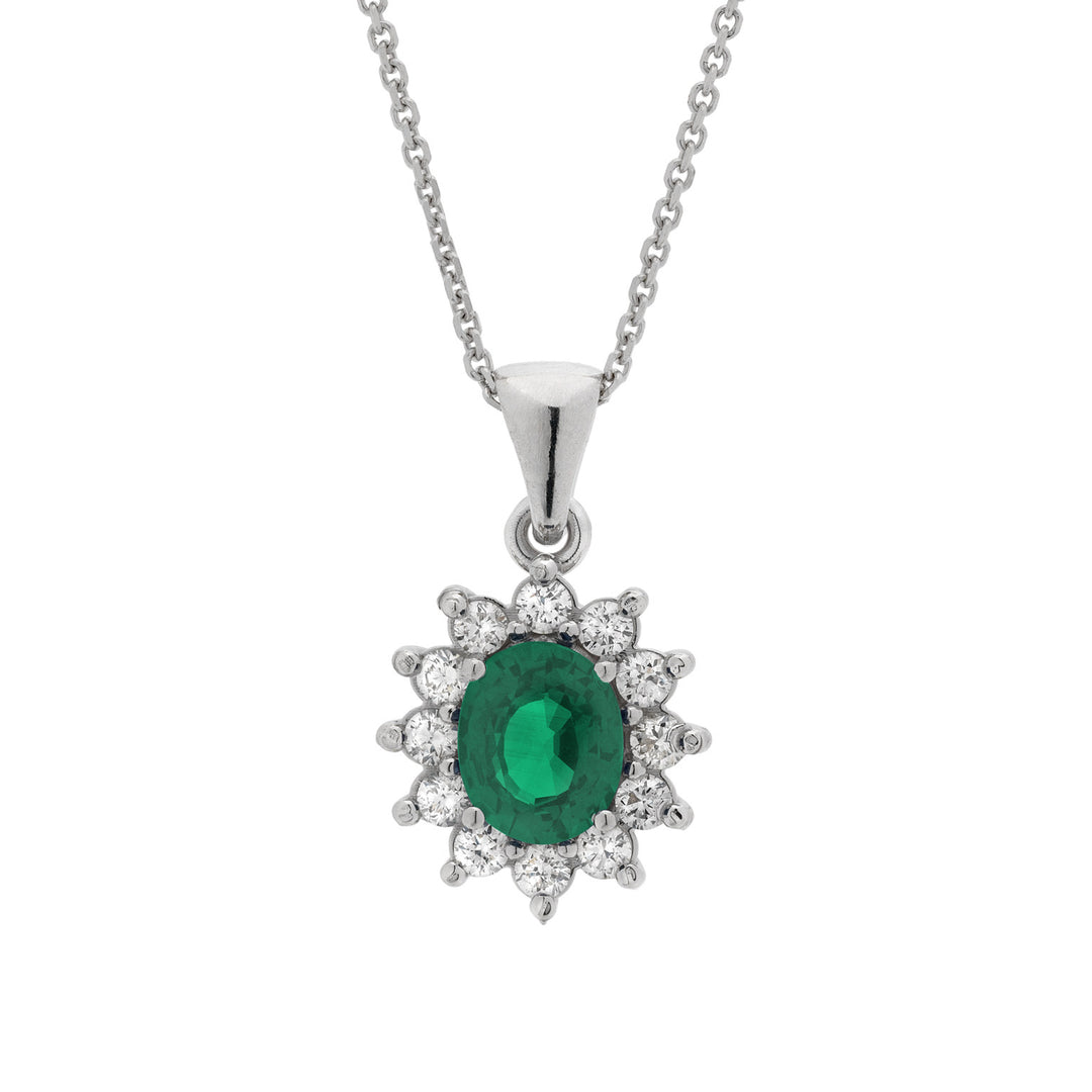 Collar Golay con colgante de esmeralda ovalada 6x5 y diamantes PCL019WDISM-22158110167