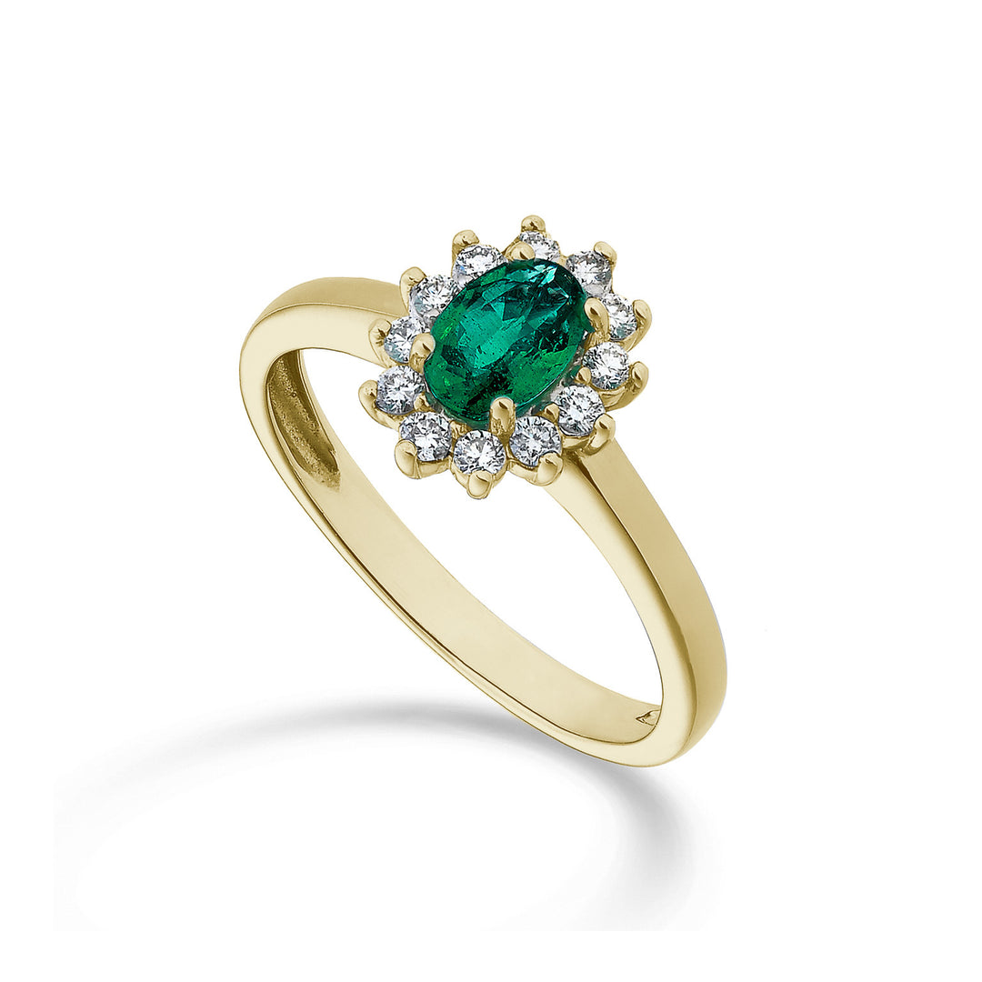 Mikiko an 18k emerald n. oval 6x4 ct.0.42 diam. 0.23 ct yellow gold MA5093O1SMN042