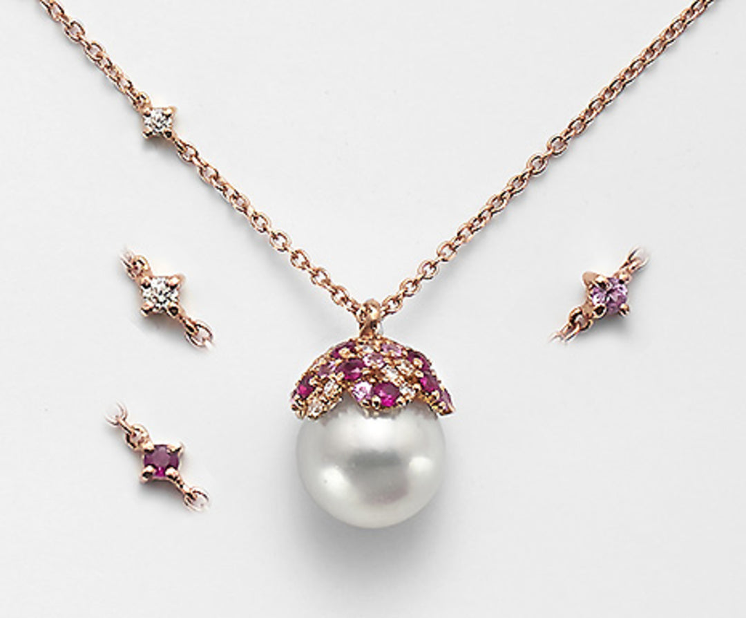 Nihama cl 18k ak 8/8,5 ct.0,10 zaff. rose 0,18 ct rubis 0,18 ct ND0981O3ABBI080