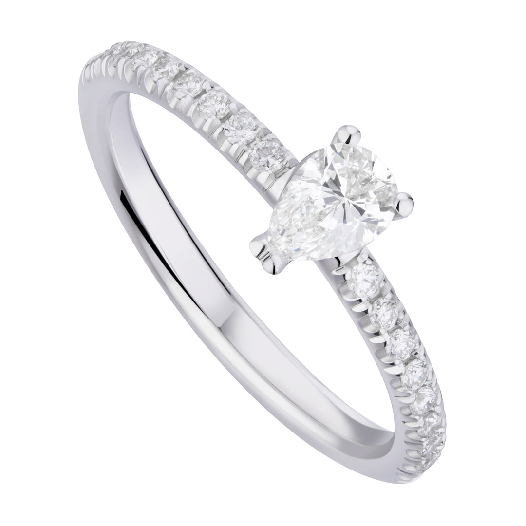 World Diamond Group anello solitario con goccia e gambo incassato AGOC016DI2-19129110082