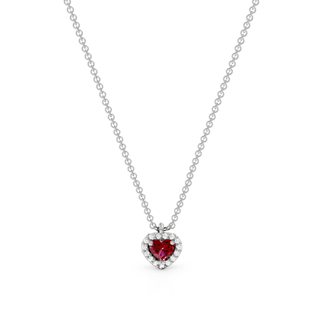 Golay collana con centrale rubino cuore con contorno PCT003DIRU1C-24304110058