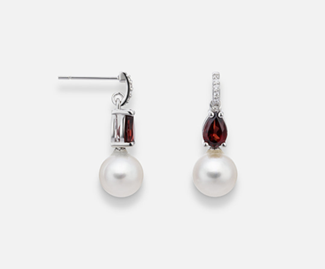 Mikiko or 18k fw 7.5/8 garnet drop 6x4 ct.1.00 dia ct.0.03 MO1527O4FABI075