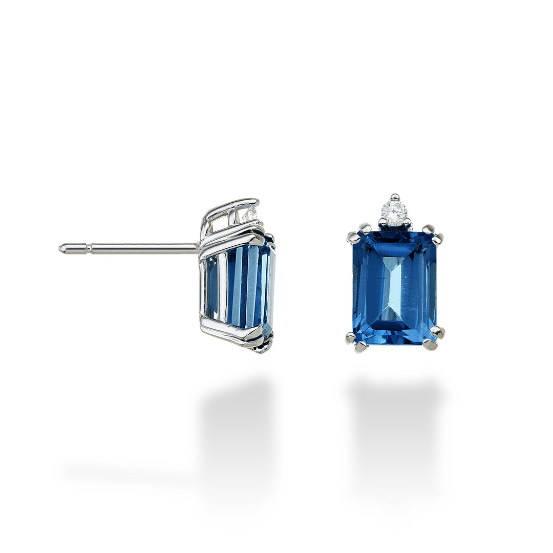 Nihama o topacio azul Londres octogonal de 18k 8x6 ct.5,30 diam. ct.0,06 NOCL090DITPBL3O4