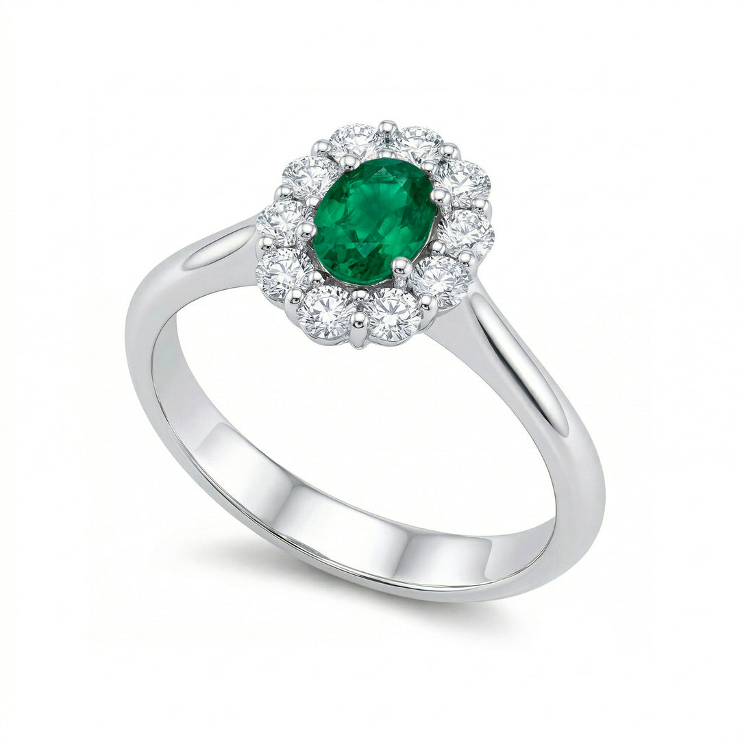 Golay oval emerald ring 6x4 and diamonds ACL042DISM-26111110390