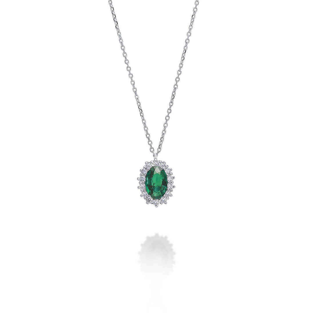 Nihama cl 18k smeraldo ovale 6x4 ct.0,30 diam. ct.0,13 ND5086O4BE