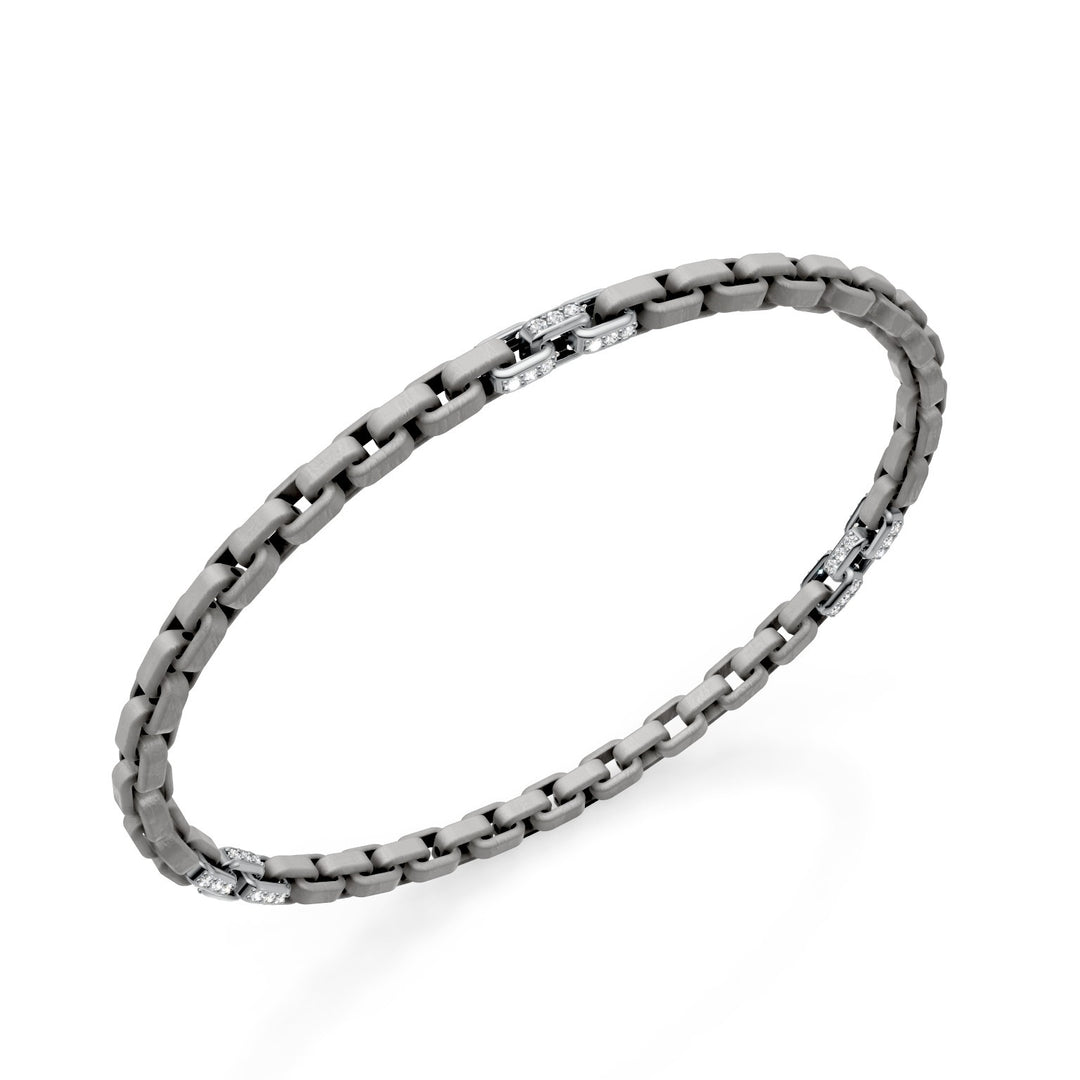 Golay gray titanium bracelet, with 9 platinum pavet inserts, square link, 18cm GBR033E9PTDIGR-180
