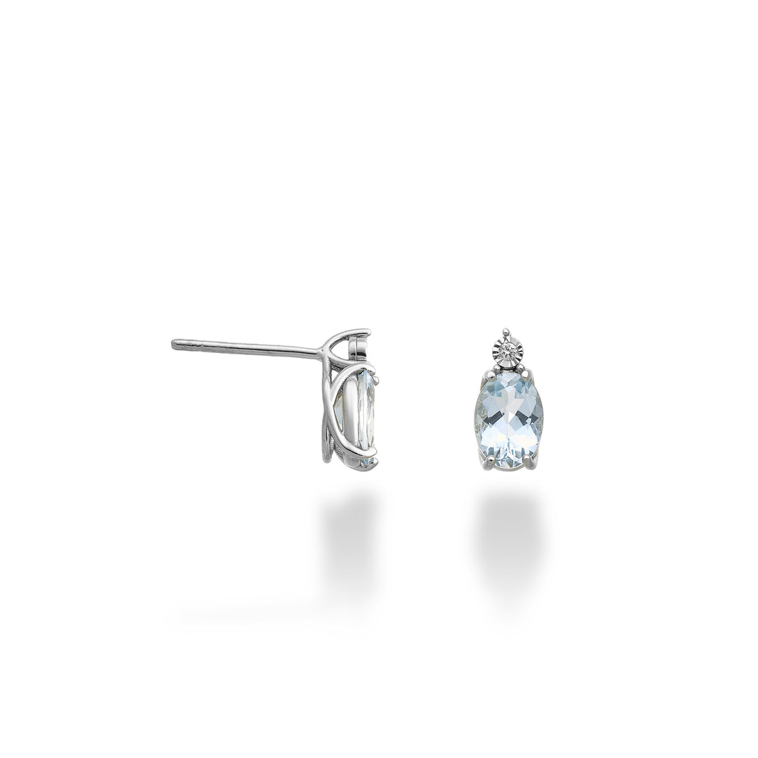 Mikiko or 9k oval aquamarine 7x5 with diamond MO5176R4AM