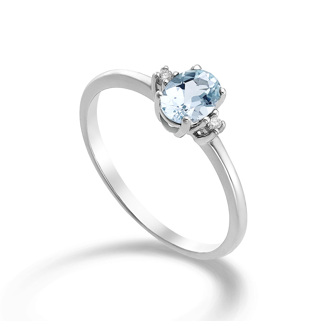Mikiko una aguamarina ovalada de 9k 6x4 ct.0,30 diam. 0,02 quilates MA5072R4AM