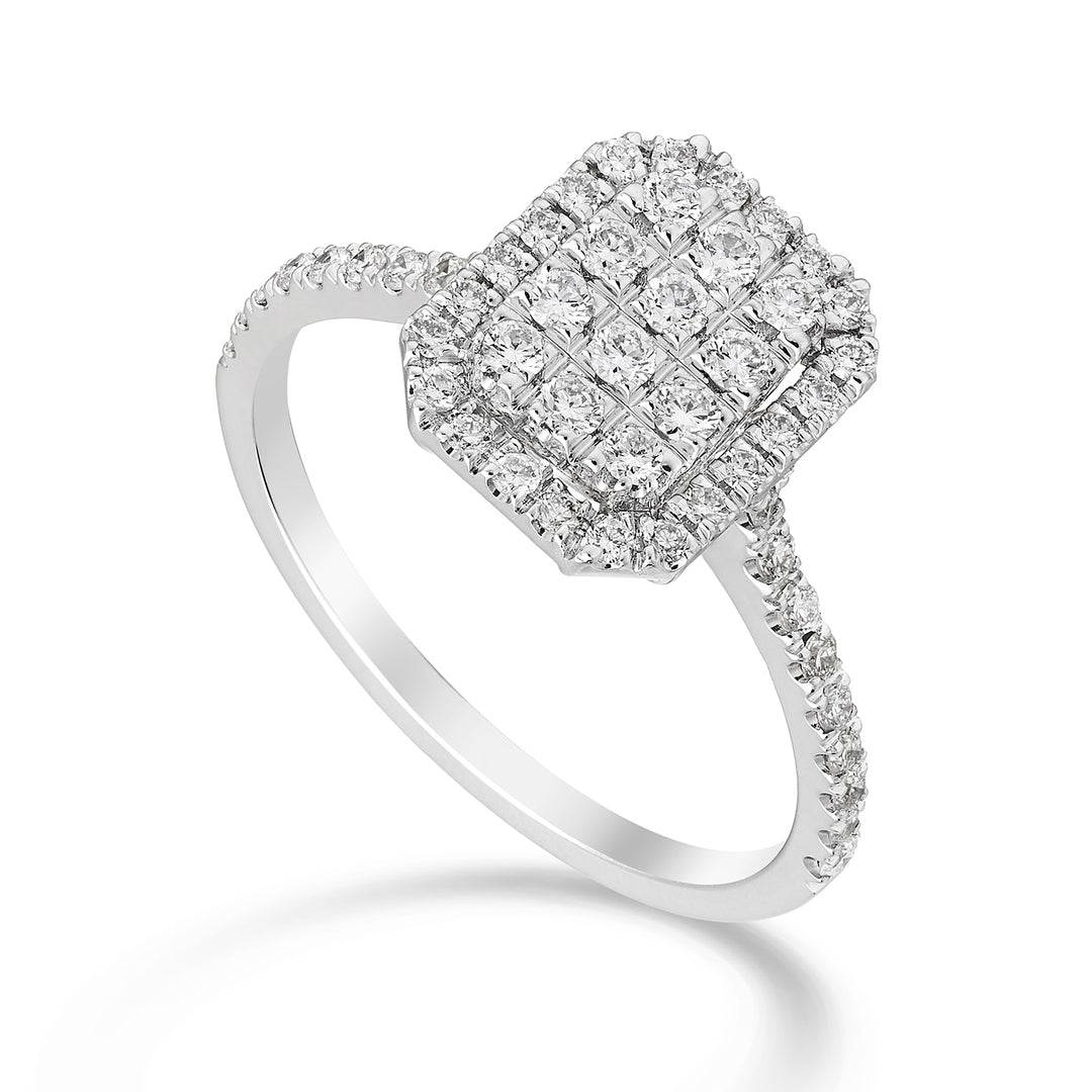 Bague multi-pierres Golay forme octogonale et tige inc AMPC001DI-23088110025