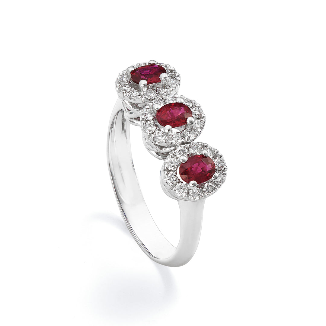 Golay anello trilogy rubini ovali 4x3 contorno diamanti ACL3122DIRU34-24030110105