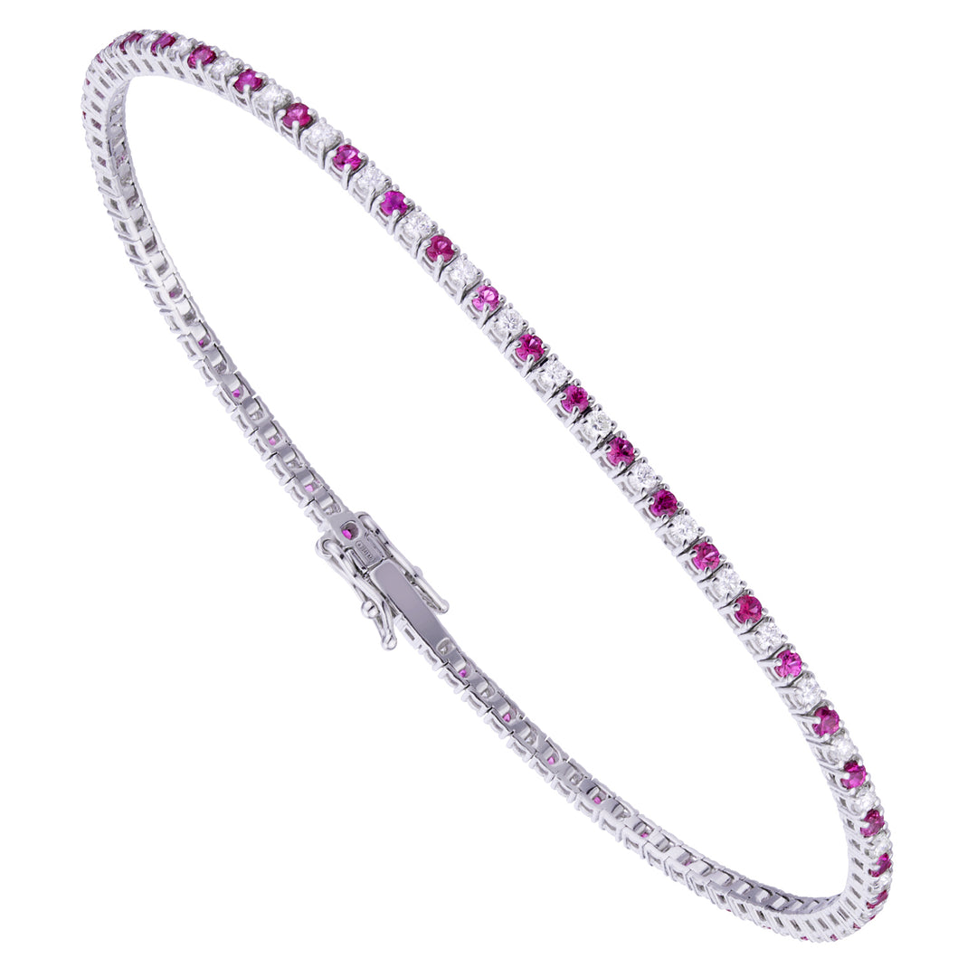 Bracelet de tennis moulé par World Diamond Group. fil diamants+rubis ct.1,91 BTF001DIRU2-19324000015