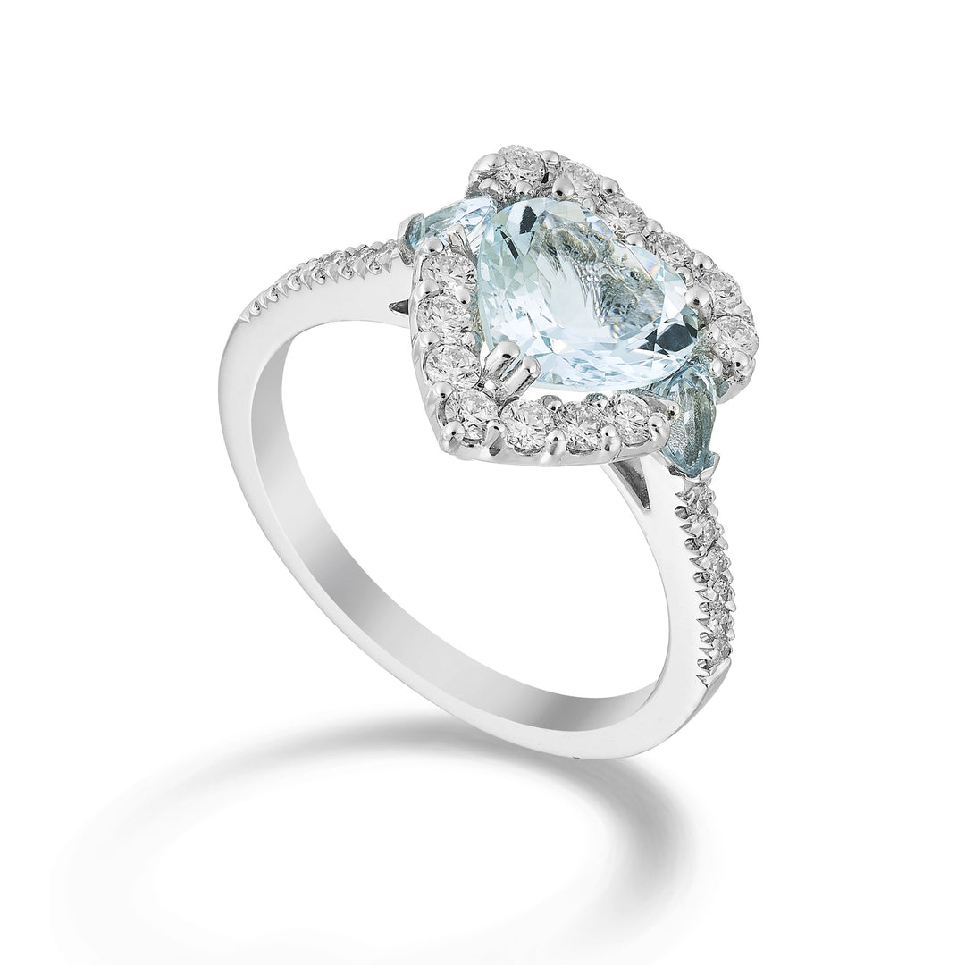 World Diamond Group 8x8 heart aquamarine ring, 4x3 drops and diamonds ACLC095DAQ88-24204110026