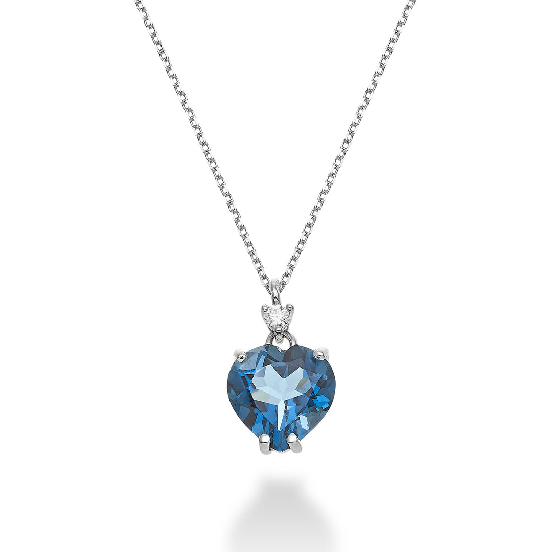 Mikiko cl 18k topazio blu london cuore 8x8 ct.2,00 diam. ct.0,025 MPCL198DITPBL88O4