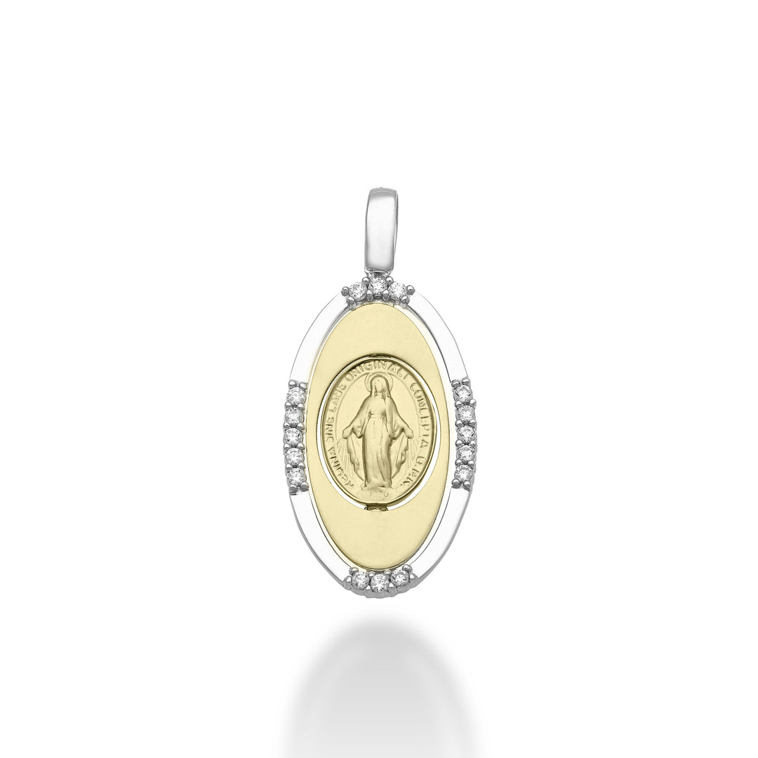 Mikiko pe 18k 0.13 ct Madonna miraculous medal white/yellow gold 2.1 cm MP5026O7BR013