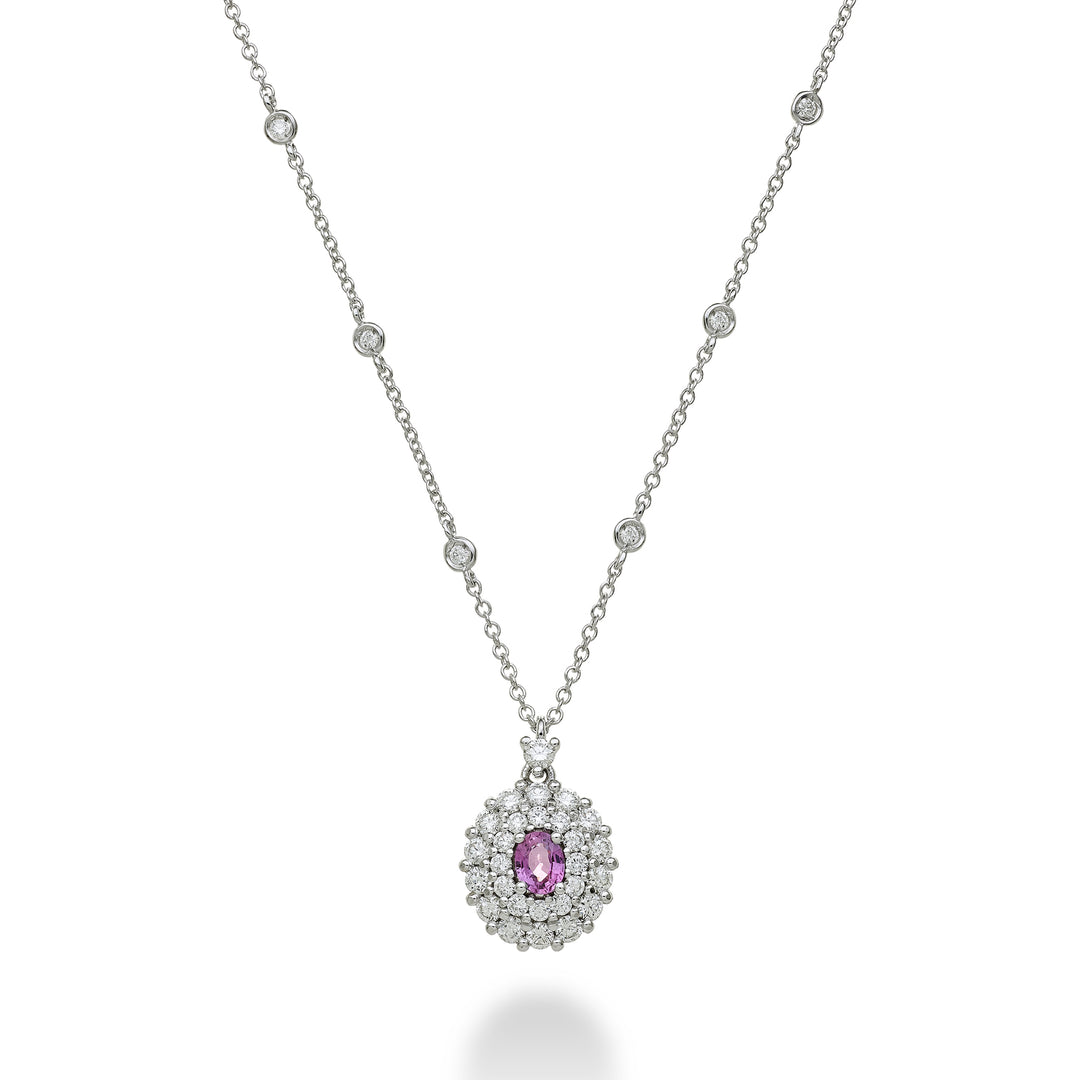 Golay collana con zaffiro pink ovale mis. 4x3 con doppio PCL128DIZP34-23271110018