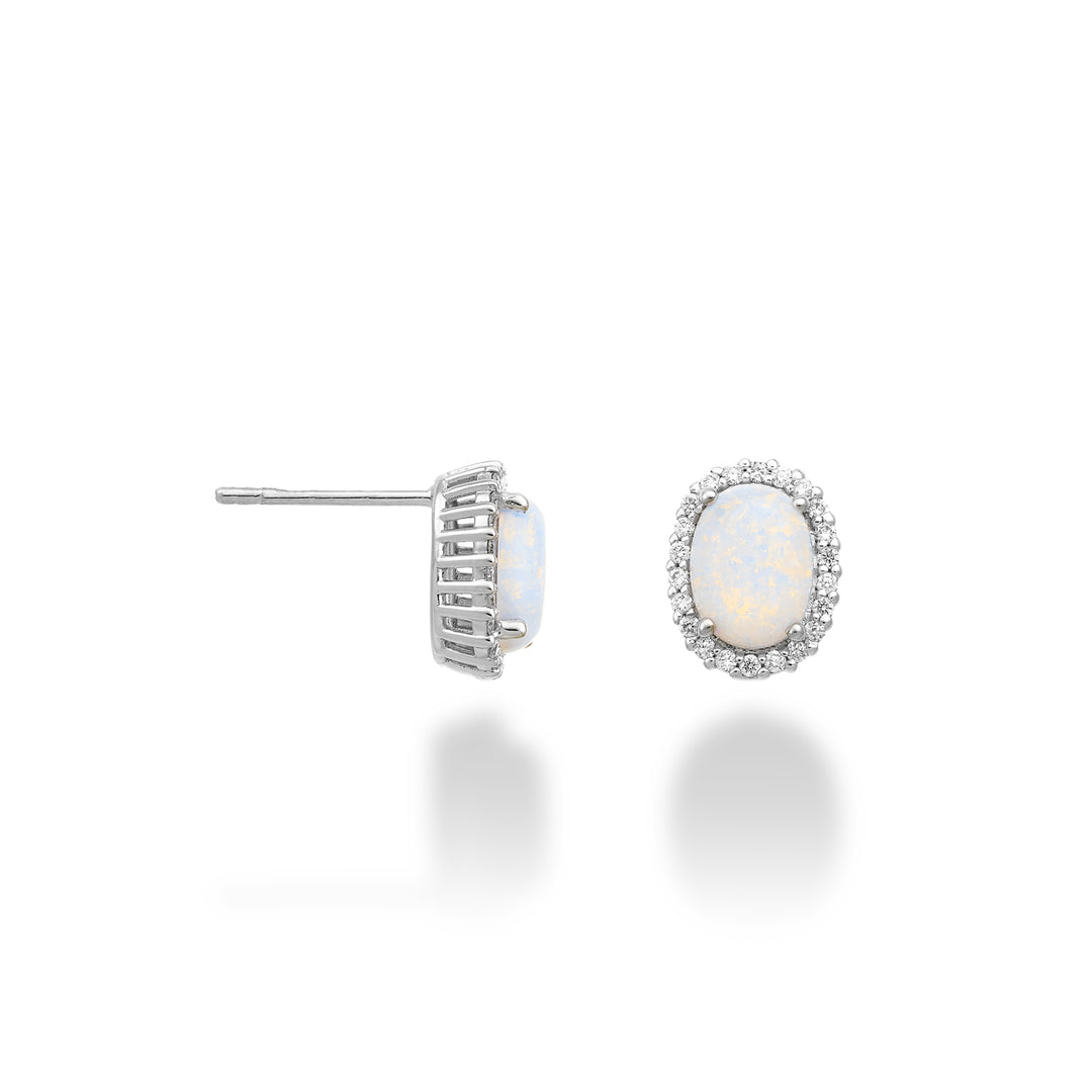 Mikiko or 18k opale cabochon ovale 7x5 con diamantini di contorno MO5173O4OP