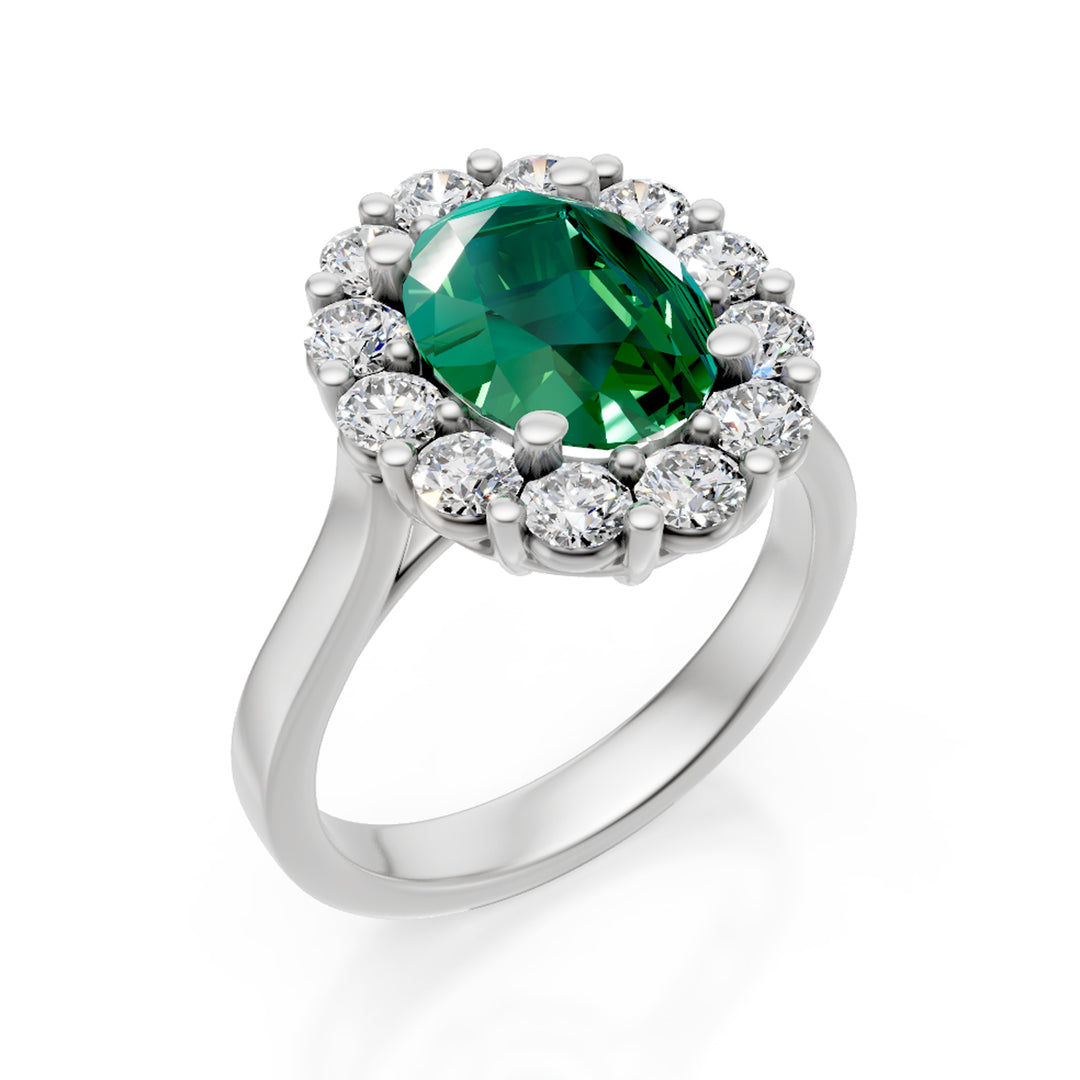 Anillo golay esmeralda ov 9x7 y contorno margh. 12 piedras ACLC451DSM97-24155110012