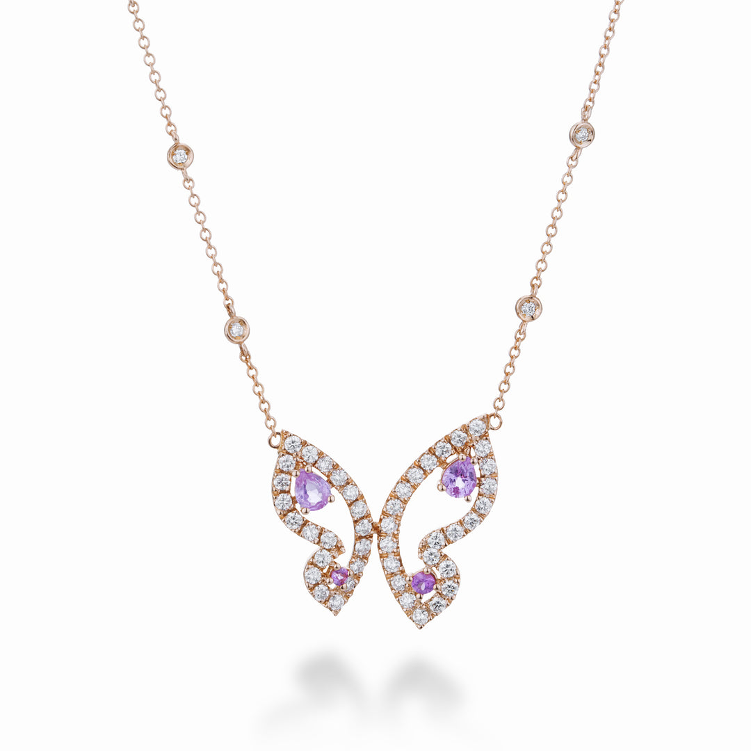Golay girocollo mariposa piccolo con zaffiri pink e diam GFFA009DZP-23059110033