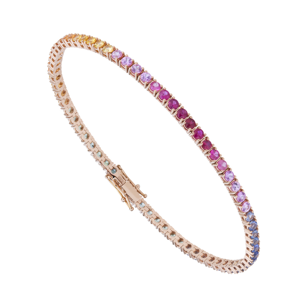 World Diamond Group bracciale tennis a filo zaffiri multicolor oro 9k BTF001ZBMC2-375-23135110002