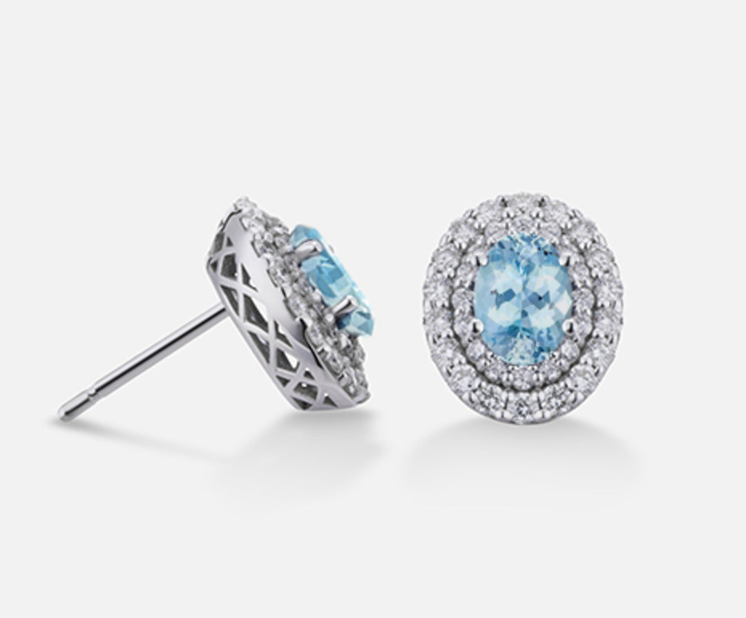 Nihama o aguamarina ovalada de 18k 6x4 ct.0.60 dia ct.0.66 NO5040O4AM