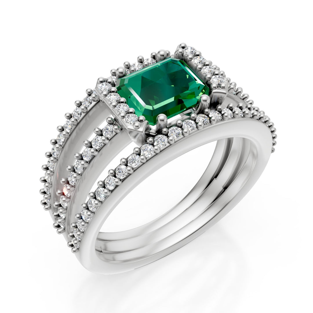 Golay anello fascia tre file pave&
