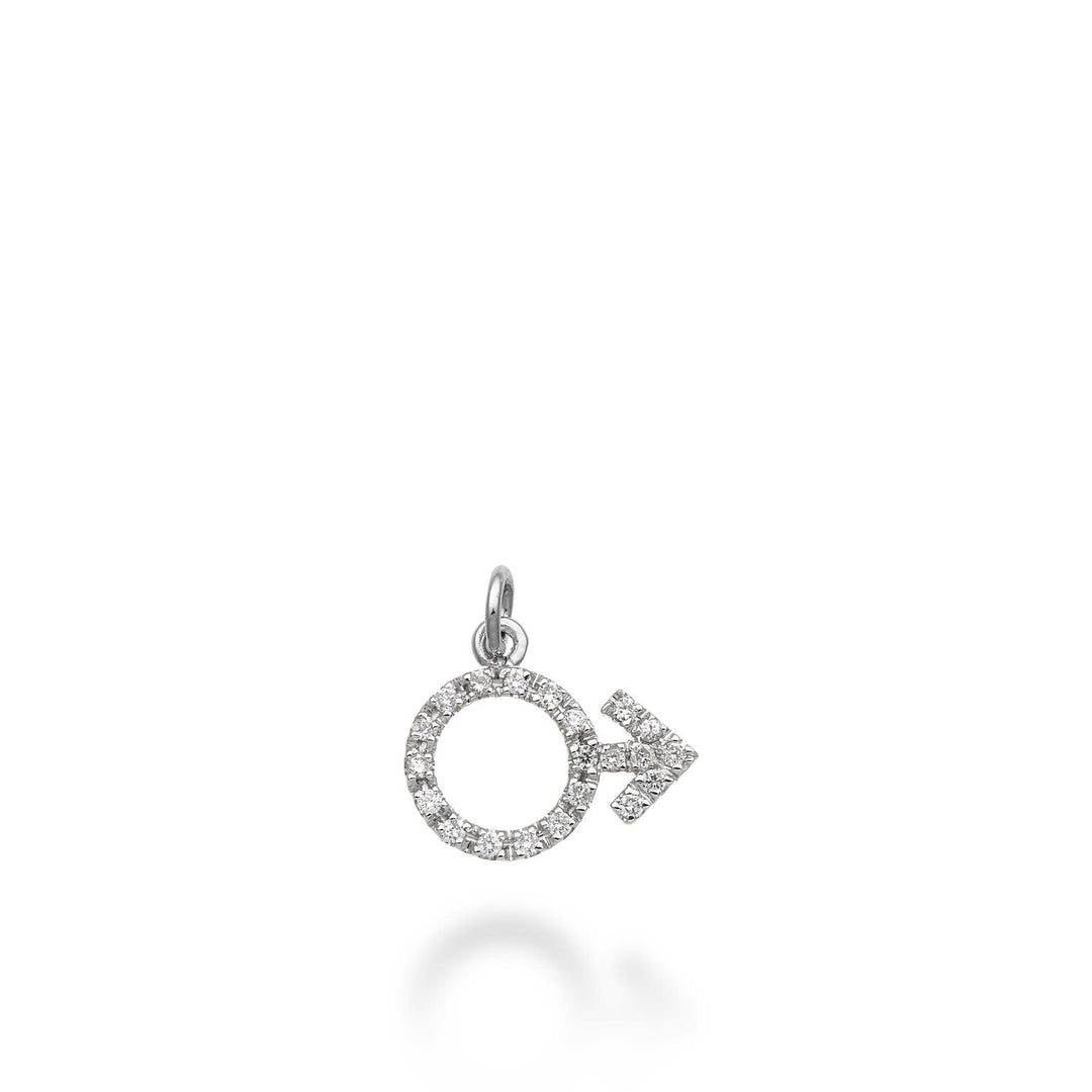 Pendentif symbole homme World Diamond Group 18 carats ct.0,16 g vs or blanc GPEN216DIO4