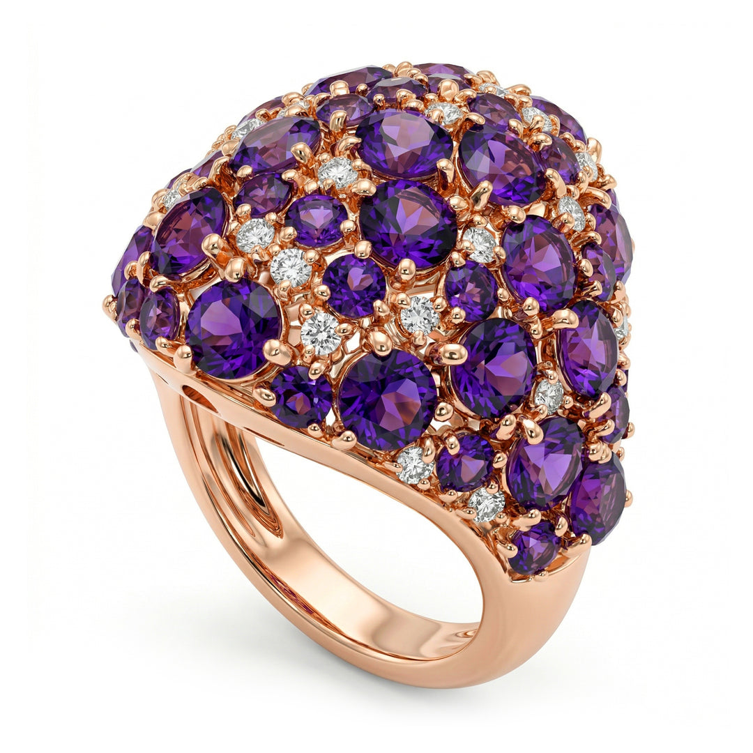 Golay ring pave purple topaz and diamonds APV010DITVI-18353110030