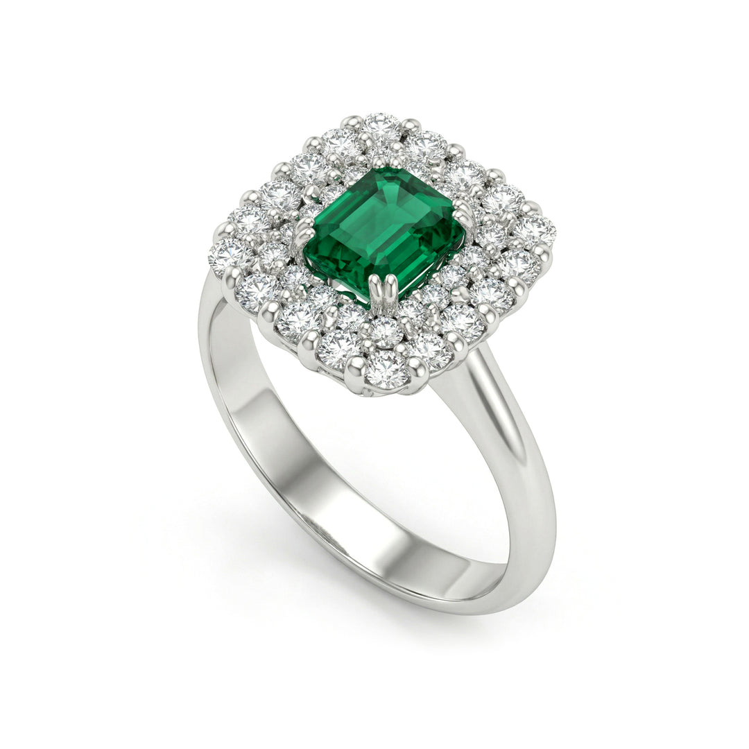 Bague émeraude octogonale Golay 8x6 et double contour ACLC135DISM57-22168110030