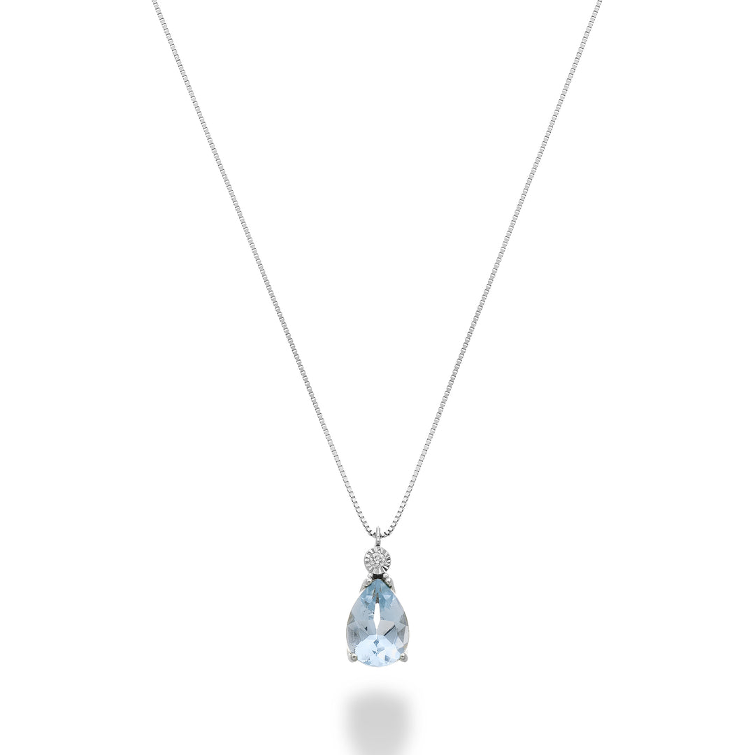 Mikiko cl 18k gota aguamarina 7x5 con diamante MD5194O4AM