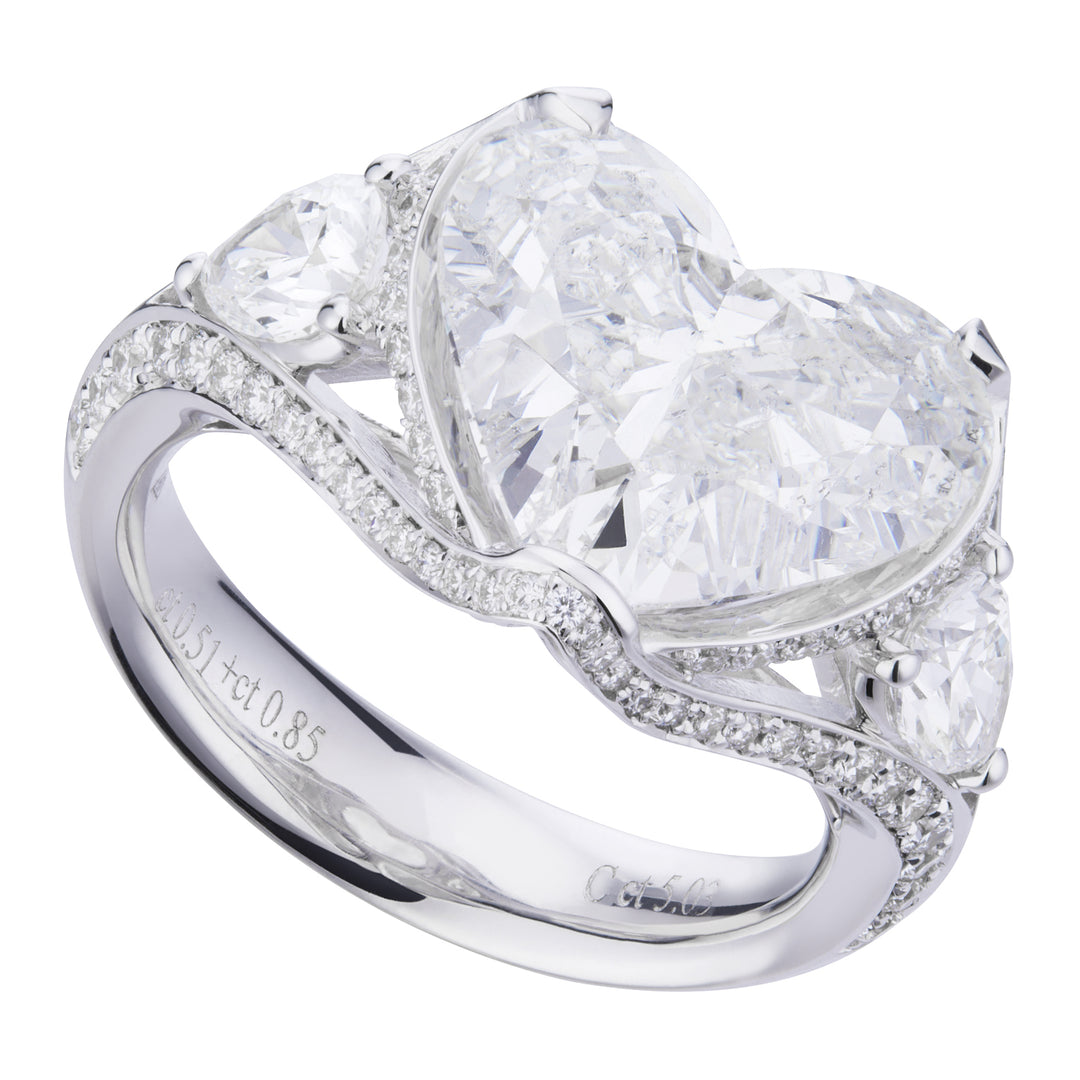World Diamond Group anello con diamante centrale cuore APU394DI-20016110041
