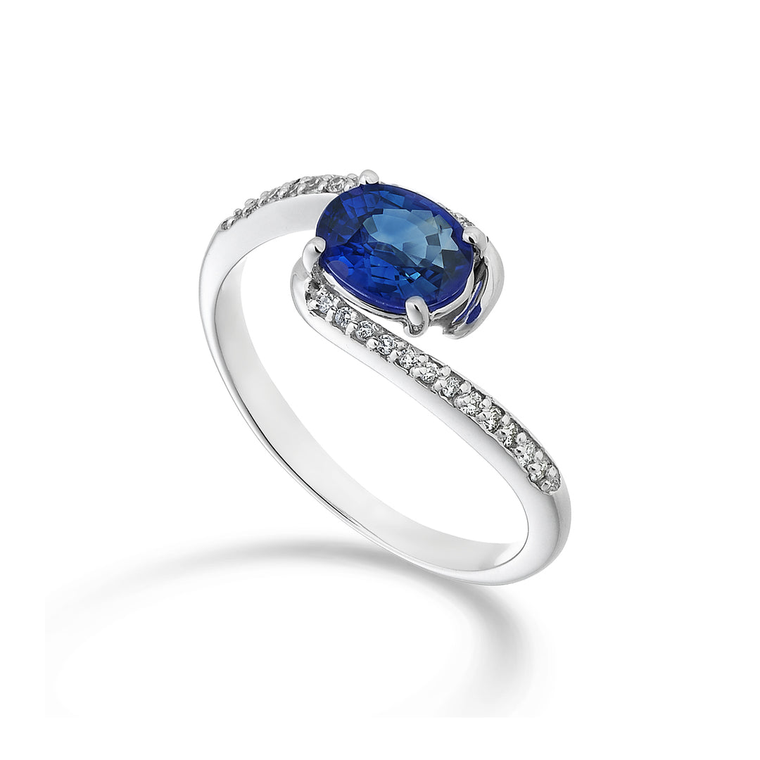 Nihama un zafiro ovalado de 18k 7x5 ct.0,80 diam. ct.0,085 NA5101O4ZFD
