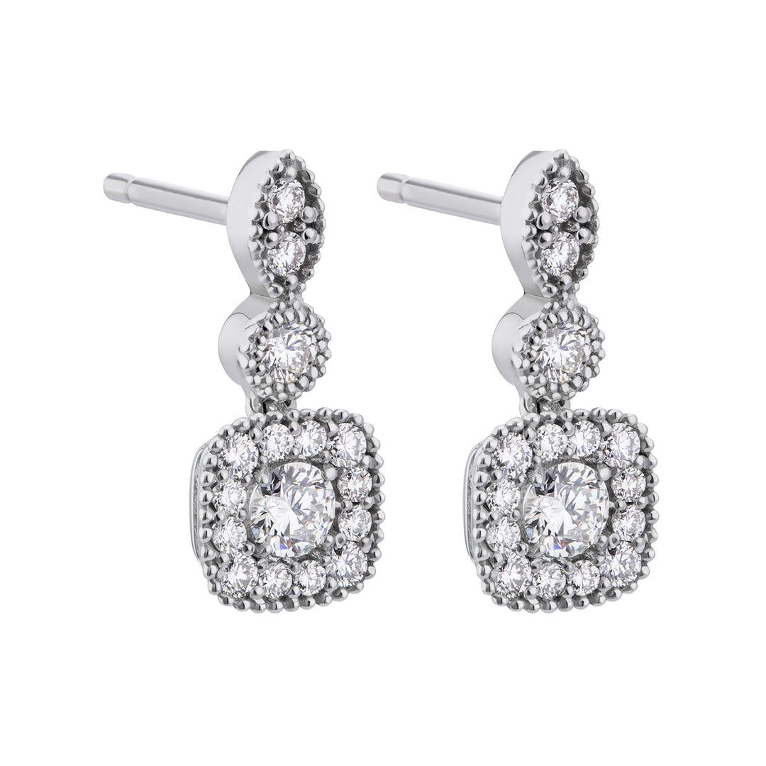 Pendientes colgantes centrales de jazmín con contorno de World Diamond Group OCT026DI3-19025110203