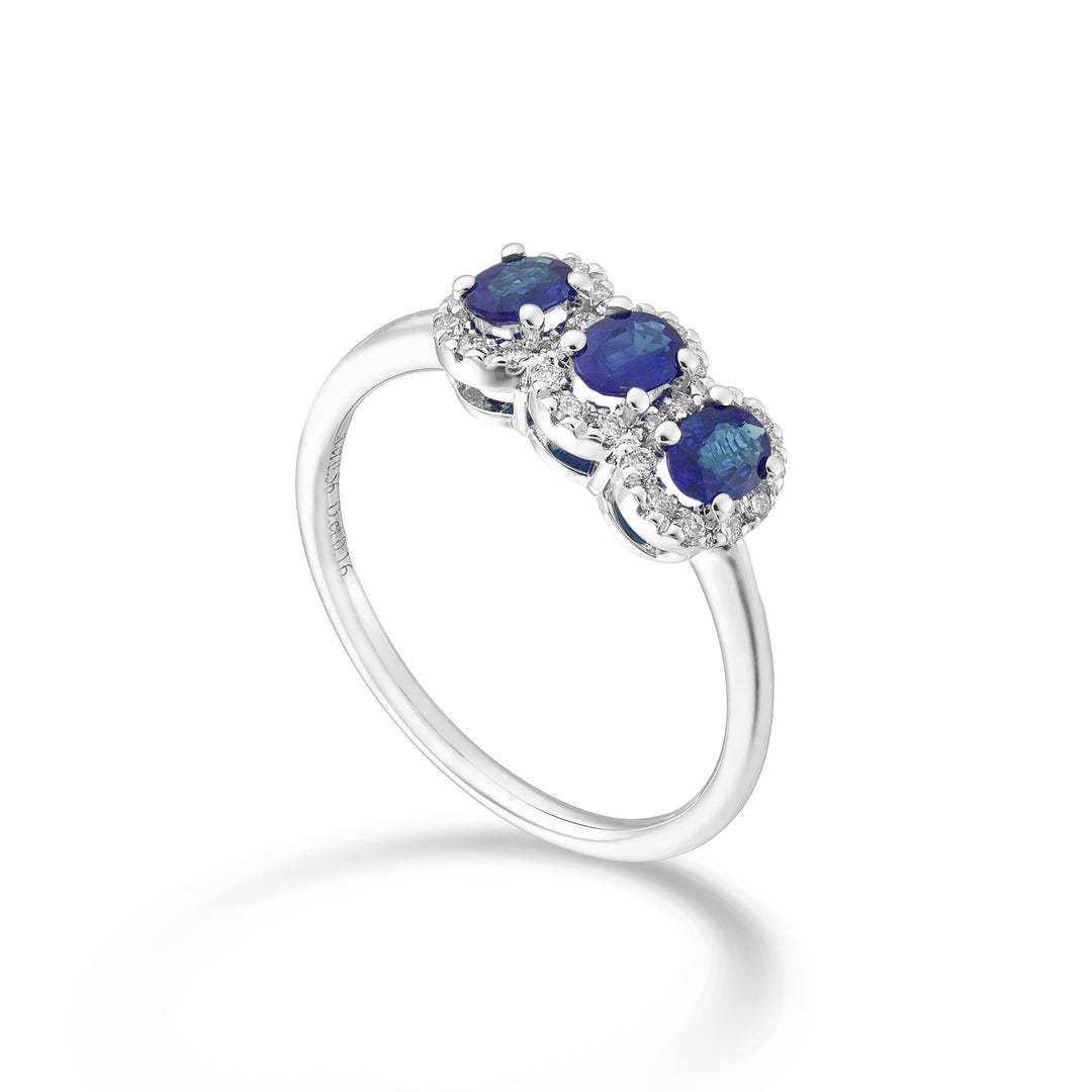 Nihama un saphir trilogie ovale 18 carats 4x3 ct. 0,60 de diamètre. 0,16 ctNA5194O4ZFD43
