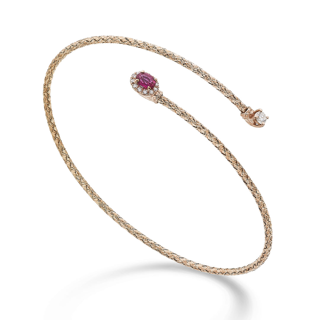 World Diamond Group br 18k oval natural ruby ​​mesh 4x3 ct.0.21 diam. 0.13 ct rose gold GBMAGLIA01DIRUO3