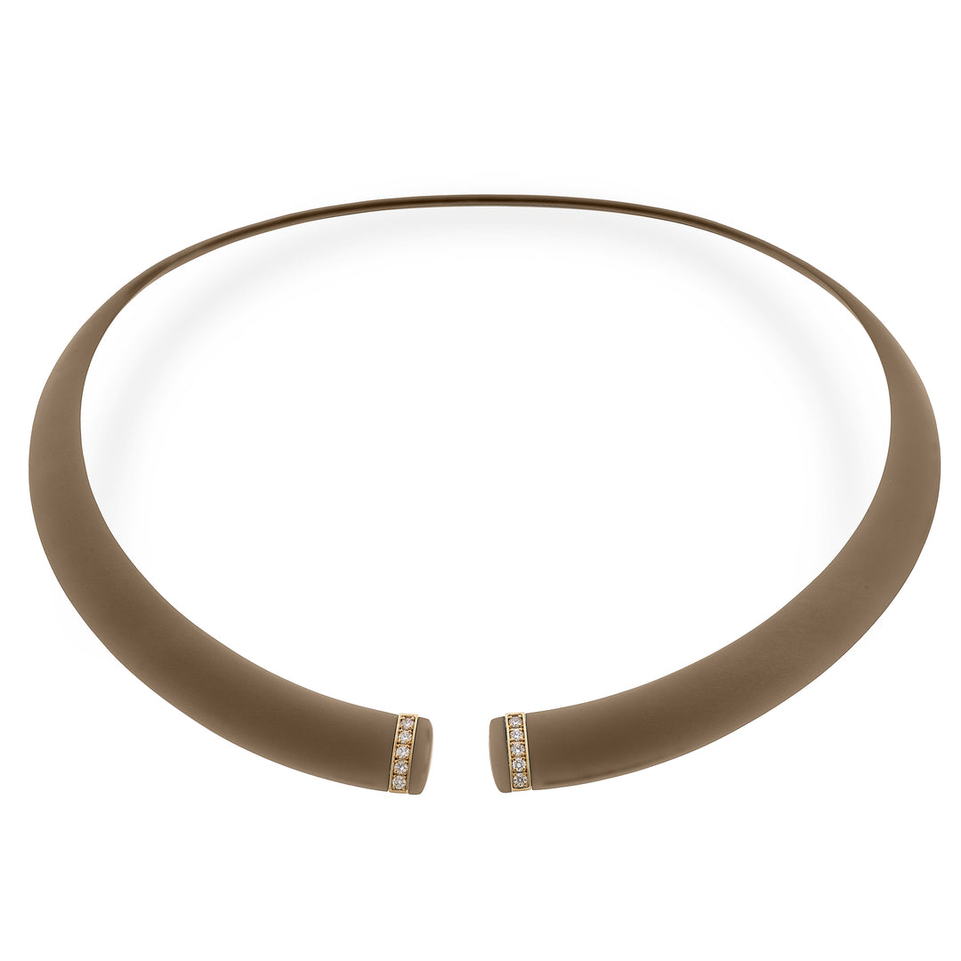 Tour de cou Golay en titane texturé marron avec éléments en or rose 18 carats, serti de diamants, taille moyenne GD013O3DIMATX_M