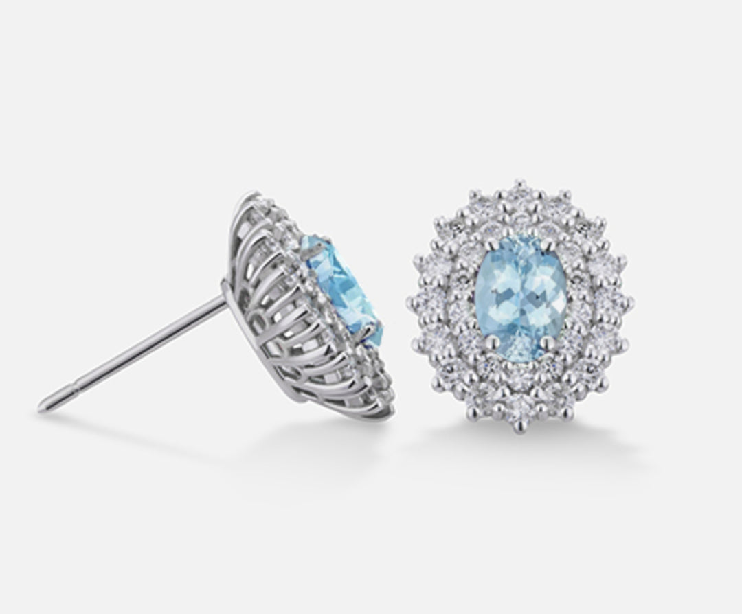 Nihama ou aigue-marine ovale 18 carats 6x4 ct.0.60 dia ct.0.74 NO5039O4AM
