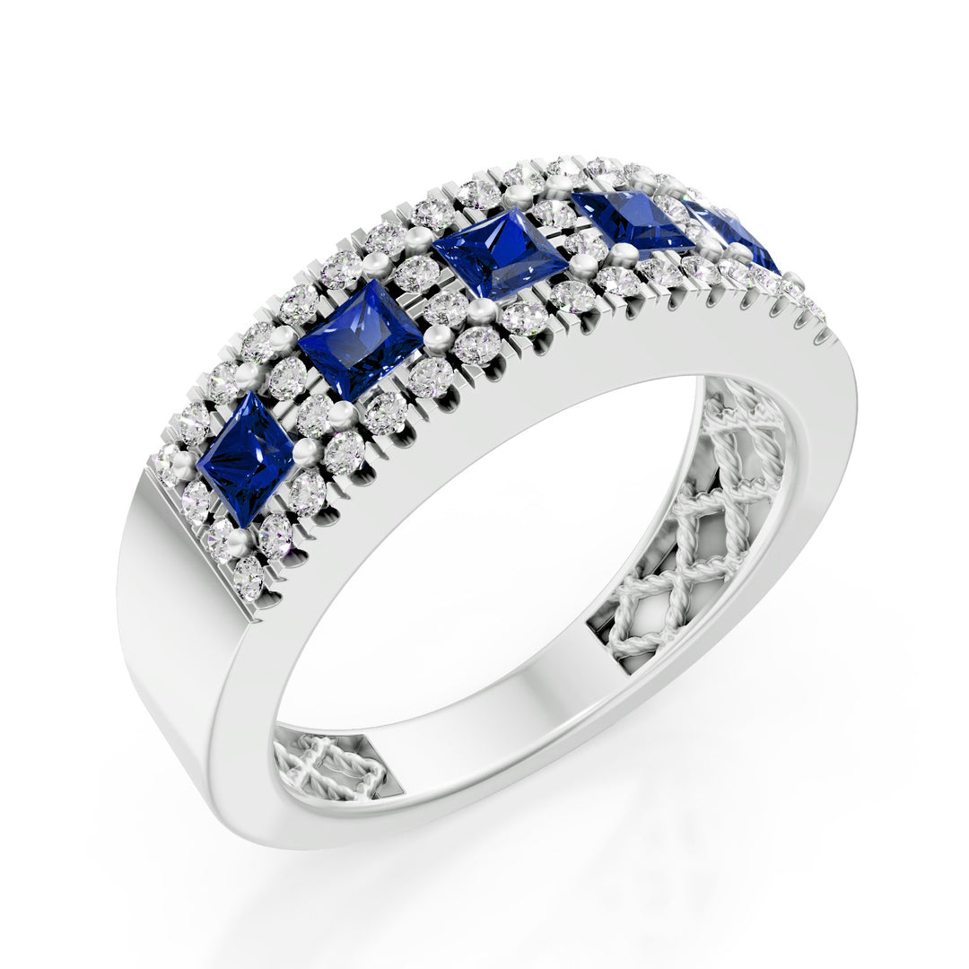 Golay band ring with 5 carré sapphires and contour AFS460DZB-24323110117